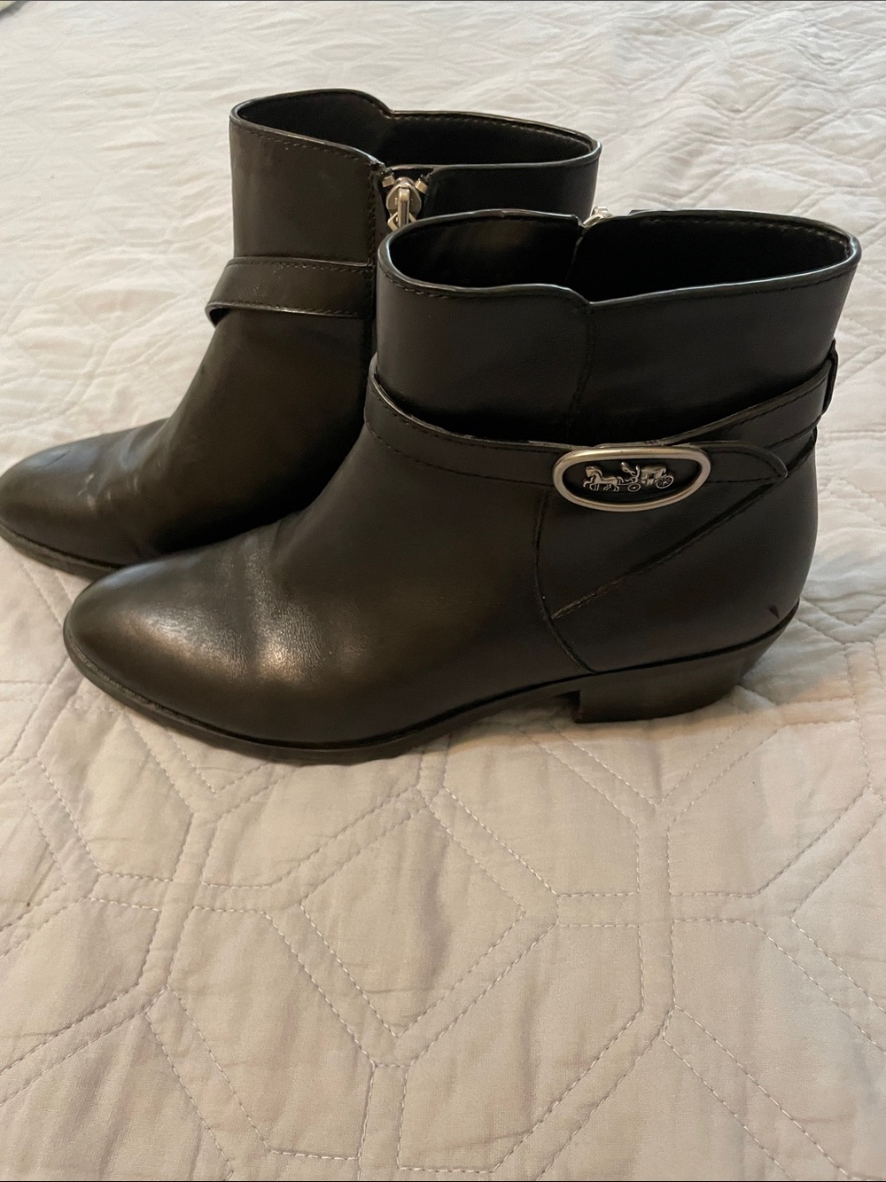 Coach Black Leather Ankle Booties - needs minor repair to strap